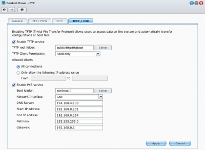 Synology DSM TFTP & PXE Server